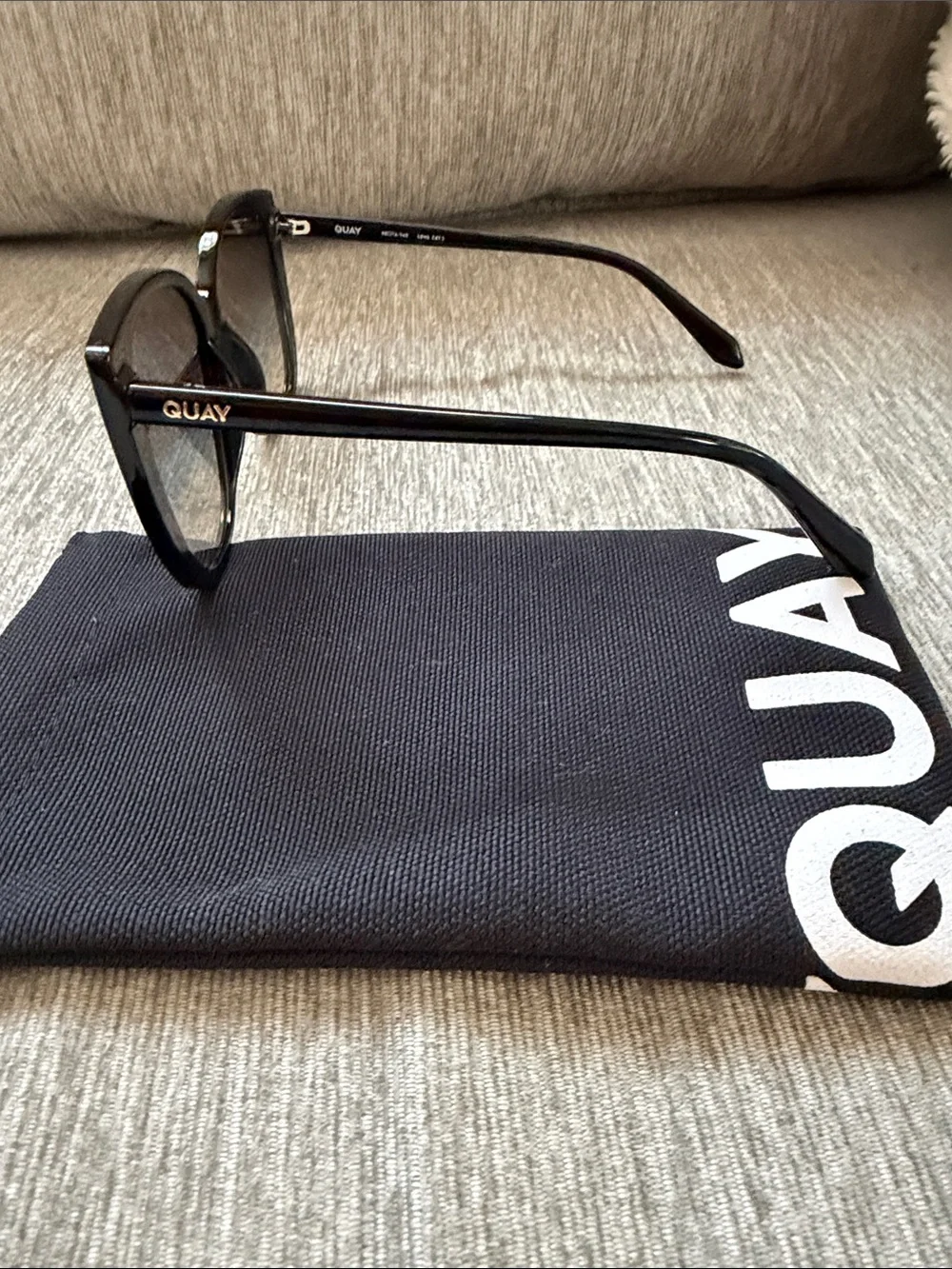 Quay Australia Black Oversized Cat Eye Sunglasses